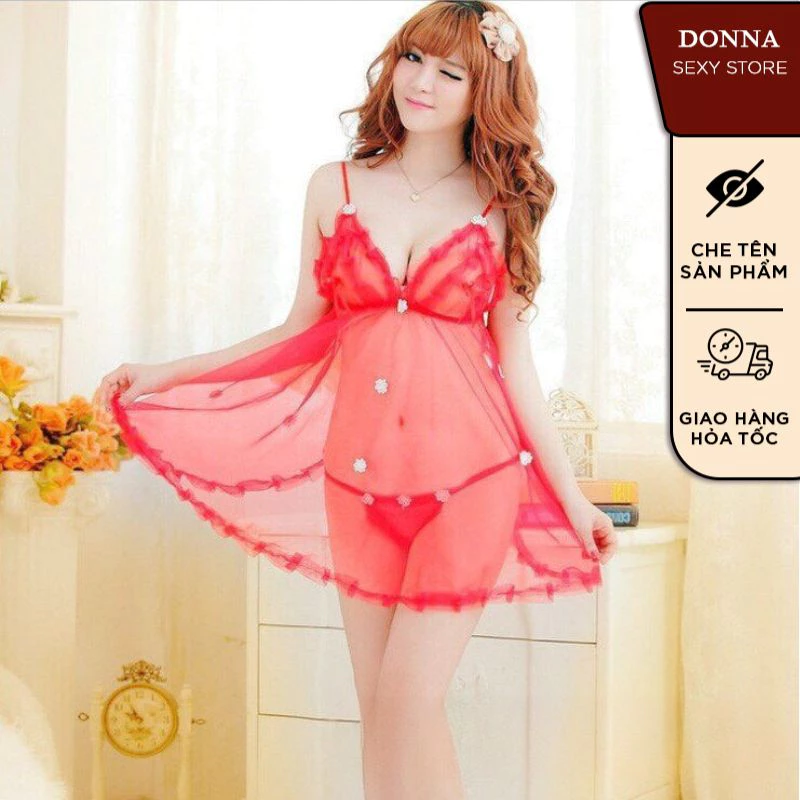 Bộ Đồ Váy Ngủ Nữ Sexy Kiểu Ren Đuôi Cá 2 Dây Xuyên Thấu: Khiến Bạn Thăng Hoa Trong Ánh Đèn Yếu Bộ đồ váy ngủ nữ sexy A21 kiểu ren đính HOA NHÍ hở sau 2 dây xuyên thấu kèm quần lót lọt khe siêu gợi cảm, quyến rũ