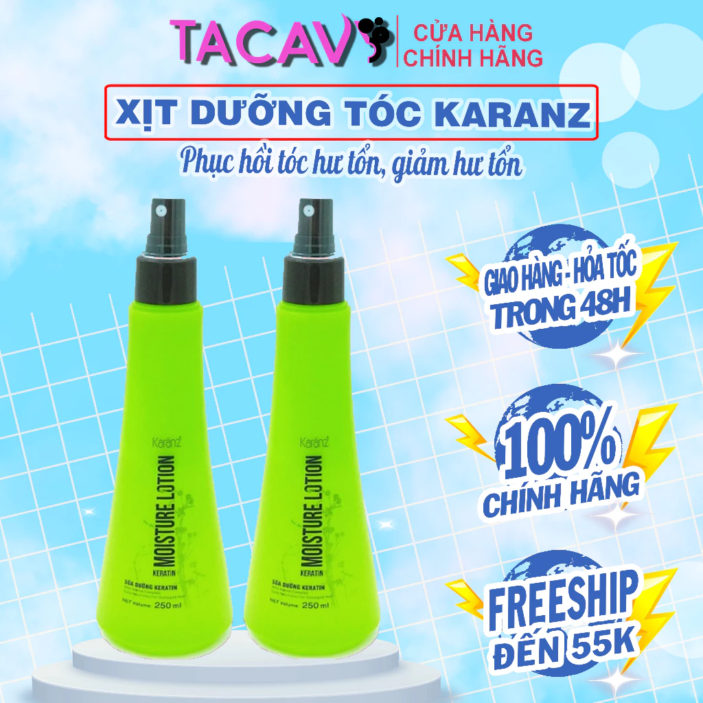 Sữa Xịt dưỡng tóc KARANZ 250ml tinh dầu dưỡng tóc collagen giữ ẩm, xịt dưỡng phục hồi khô xơ hư tổn