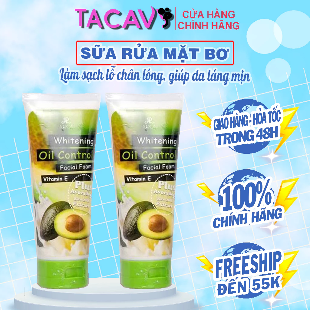 Sữa rửa mặt trắng da BƠ THÁI LAN hàng Thật CHÍNH HÃNG 100% dành cho da dầu, da nhạy cảm