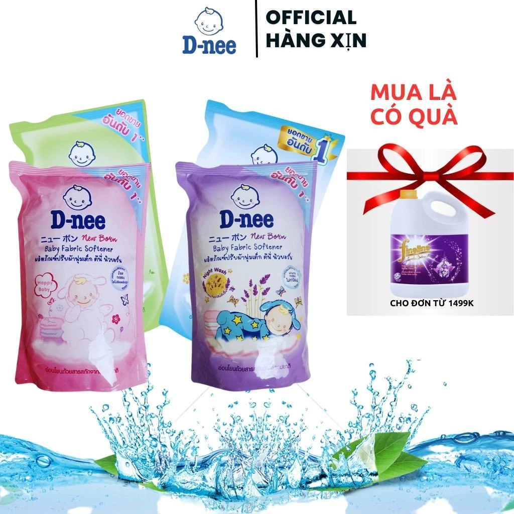 ComBo 4 Túi Nước Xả Làm Mềm Vải Cho Bé Dnee New Born 550ml- NHẬP KHẨU THÁI LAN.