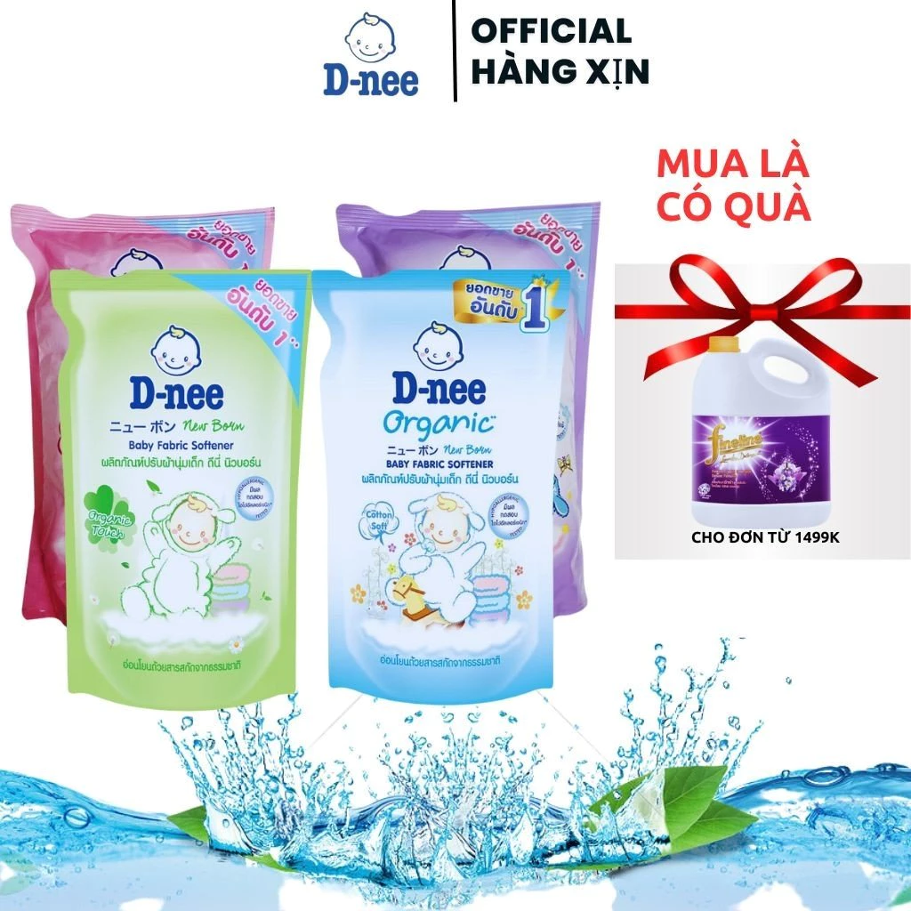 Combo 2  Túi Nước xả vải Dnee túi 550ml chính hãng Thái - Nước xả quần áo cho bé mềm mại, lưu hương lâu mẫu mới.