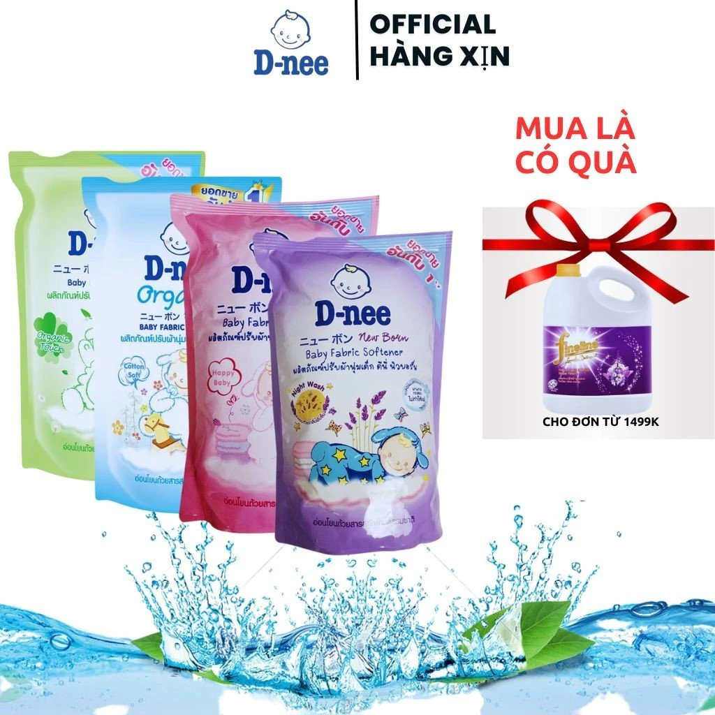 Combo 3 Túi Nước xả vải Dnee túi 550ml chính hãng Thái - Nước xả quần áo cho bé mềm mại, lưu hương lâu mẫu mới
