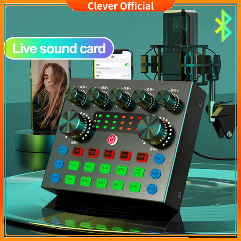 【Freeship】Sound card V8S，kết nối không dây bluetooth dành cho míc thu âm,livestream