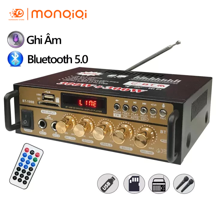 🧡FREESHIP🧡 Ampli Mini Loa Amly Bluetooth KL-800(BT-198B) 600W Hát Karaoke Gia Đình Xe Ô Tô