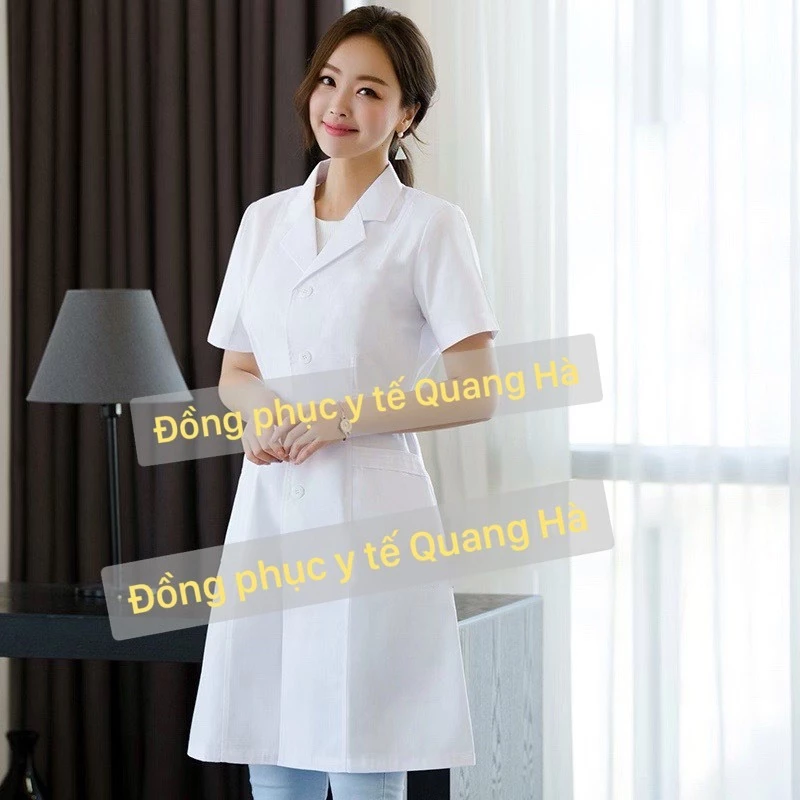 Áo Blue, Blouse trắng  Vải cottom hàn- Bác Sĩ  Dáng Dài gần gối Nam Nữ , Dài tay - Dành Cho Y Tá, Dược Sĩ, Điều Dưỡng.