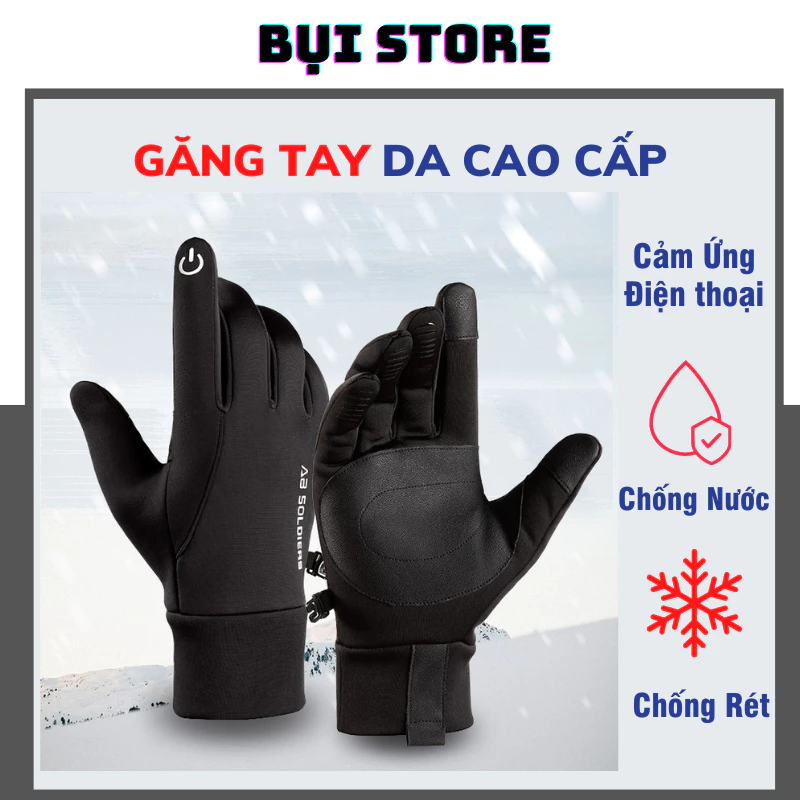 Găng tay chống nướcmùa đông giữ ấm, cảm ứng điện thoại đi xe máy AB Sodieas