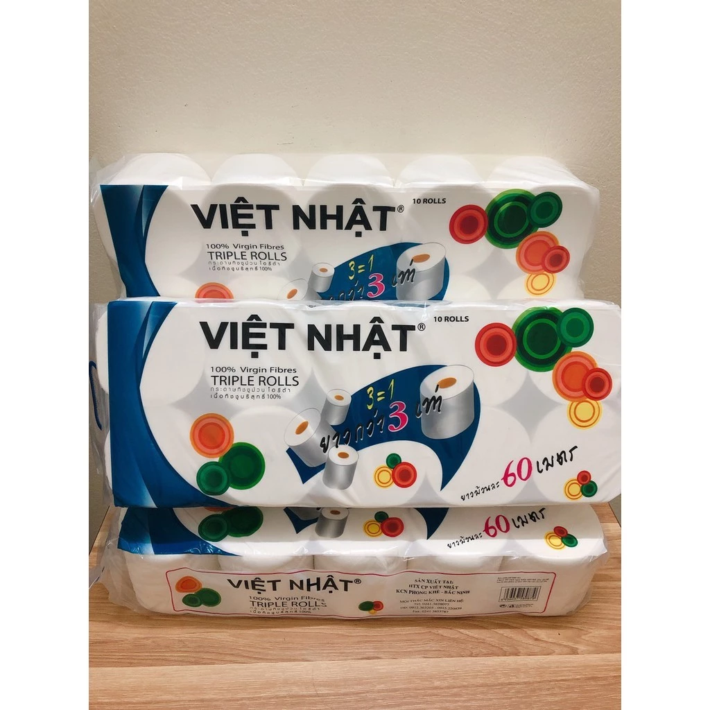 ( Loại , trọng lượng 800gram) Giấy vệ sinh Việt Nhật 10 cuộn x 3 lớp