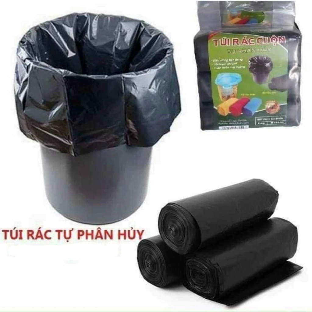 Túi Rác Tự Phân Hủy - Bao Rác Đen Kích Thước Lớn 55*65 cm ( 1 cuộn )