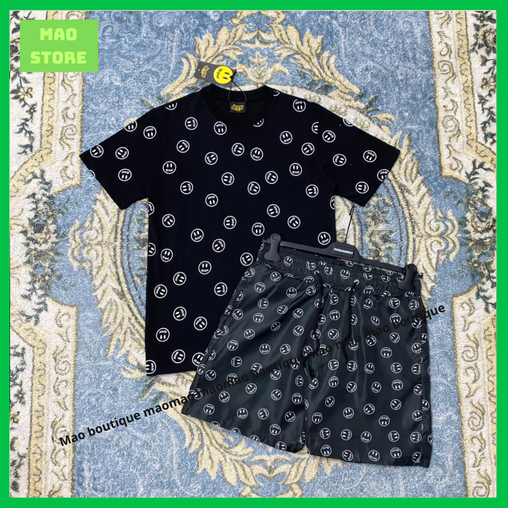 Bộ Cộc Nam Hình Mặt Cười Quanh Thân Đen Trắng Dành Cho Anh Em Boy Phố Đi Chơi Đi Biển Hot Trend 2024 Phiboutique