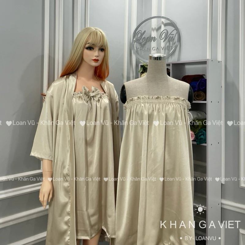 Áo choàng spa lụa Hồng Ngọc cao cấp cho thẩm mỹ viện, hairsalon. cực dày lên phom siêu đỉnh