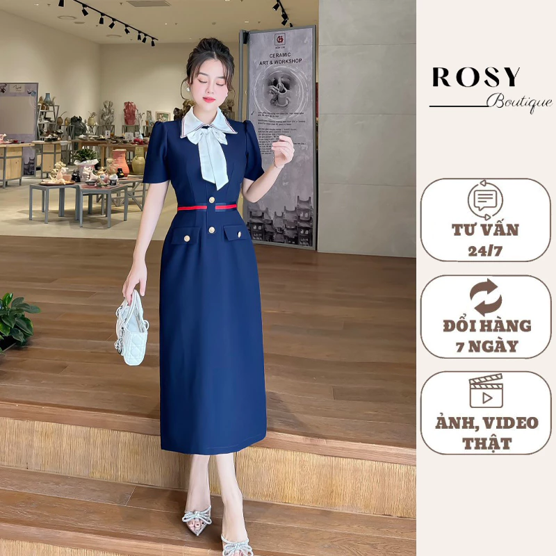 Váy công sở thiết kế Rosy V48 dáng dài sang trọng phù hợp đi làm và đi tiệc