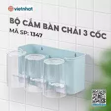 Kệ để bàn chải, cốc và kem đánh răng 1347, Bộ cắm bàn chải 3 cốc