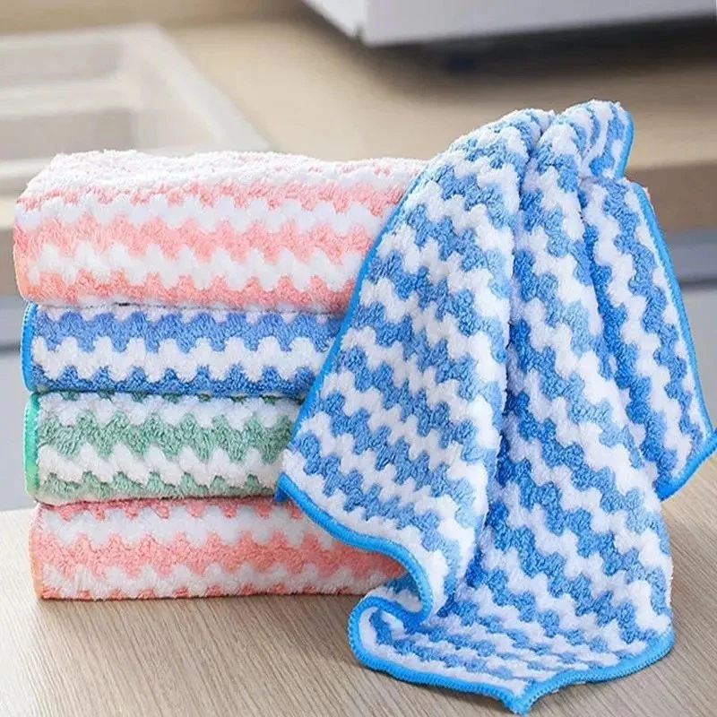 Sét 10 Khăn Nhung San Hô Lau Tay Lau Bếp Chén Bát Thấm Hút Nước