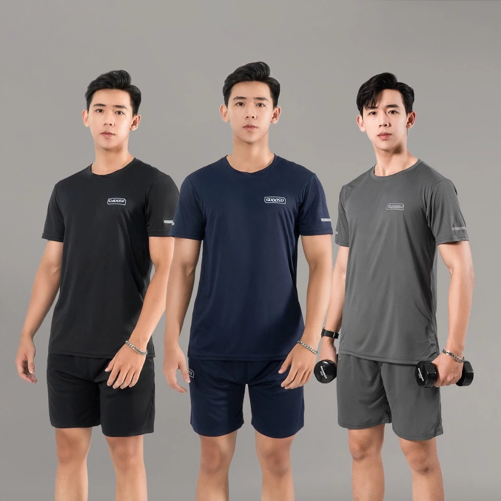 Bộ quần áo thể thao nam AN SPORT vải thun lạnh co giãn 4 chiều logo GUDOSU