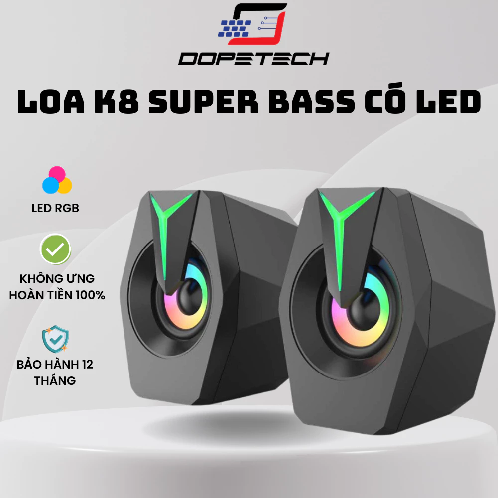 Loa mini vi tính để bàn FTK8 Dopetech, Loa máy tính Gaming 1 cặp 2 chiếc nghe nhạc cực hay