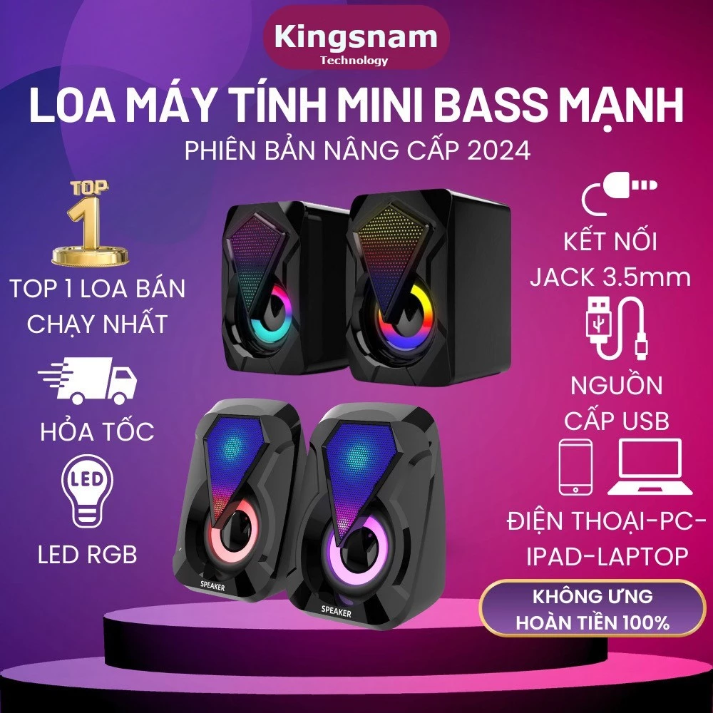 Loa máy tính vi tính mini laptop LED Loa Để Bàn Cao Cấp 1046 1053 bass khỏe giá rẻ Led âm thanh