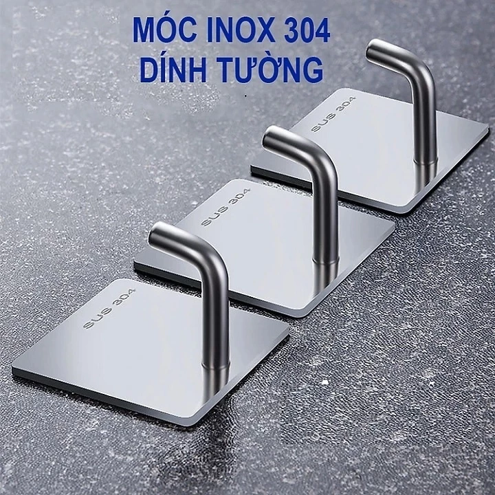 Sét 3 Cái Móc Treo Inox 304 Dán Tường Siêu Dính Chịu Lực Treo Đồ