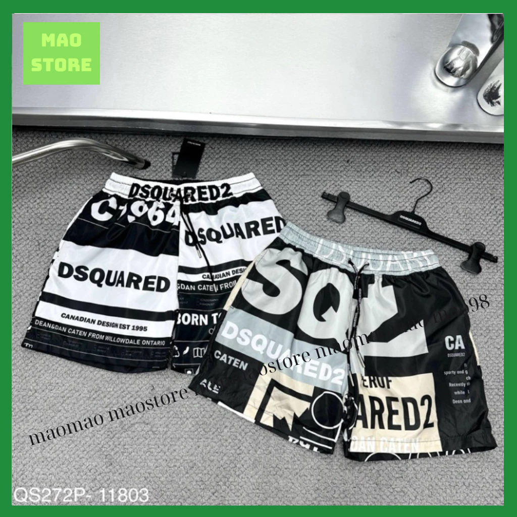 Quần Short Gió Nam DSQ In Hoạ Tiết Chữ Báo Graffiti 3D Cạp Chun Dây Rút .Quần Đùi Siêu Cấp Dành Cho Boy Phố Đi Biển 2024
