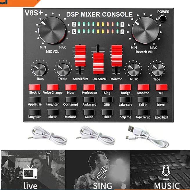 (Sỉ&lẻ)Sound card V8,V8S,V8S+Có Autotune,kết nối không dây bluetooth dành cho míc thu âm,livest