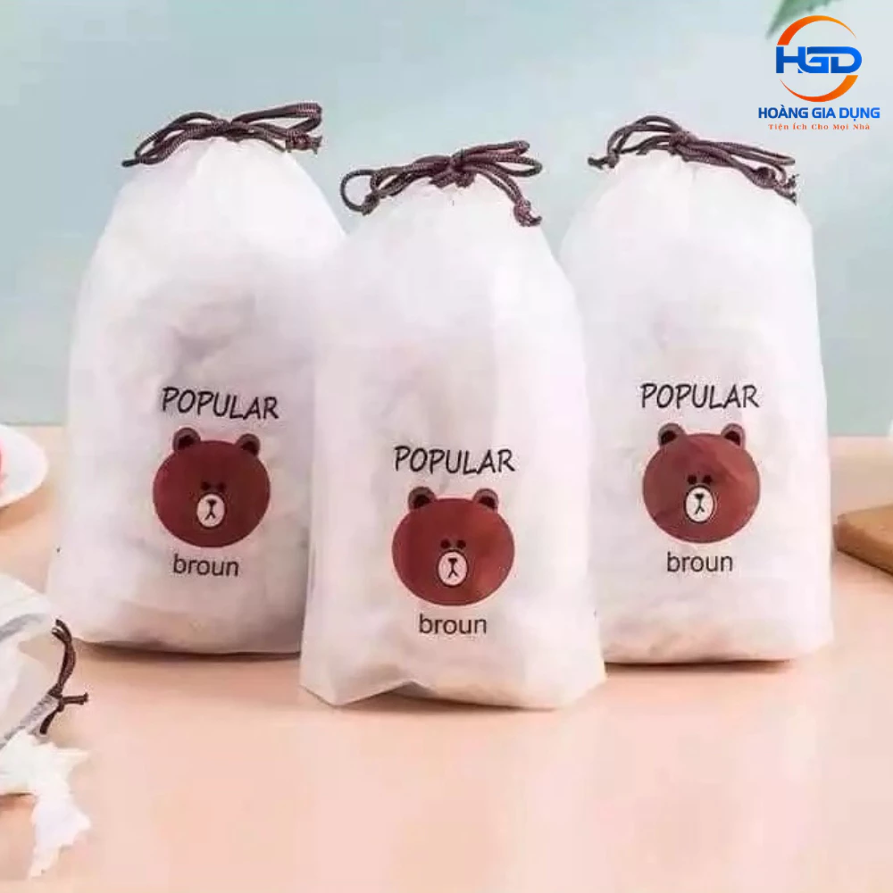 Set 100 Màng Bọc Thực Phẩm Có Túi Đựng Hình Gấu
