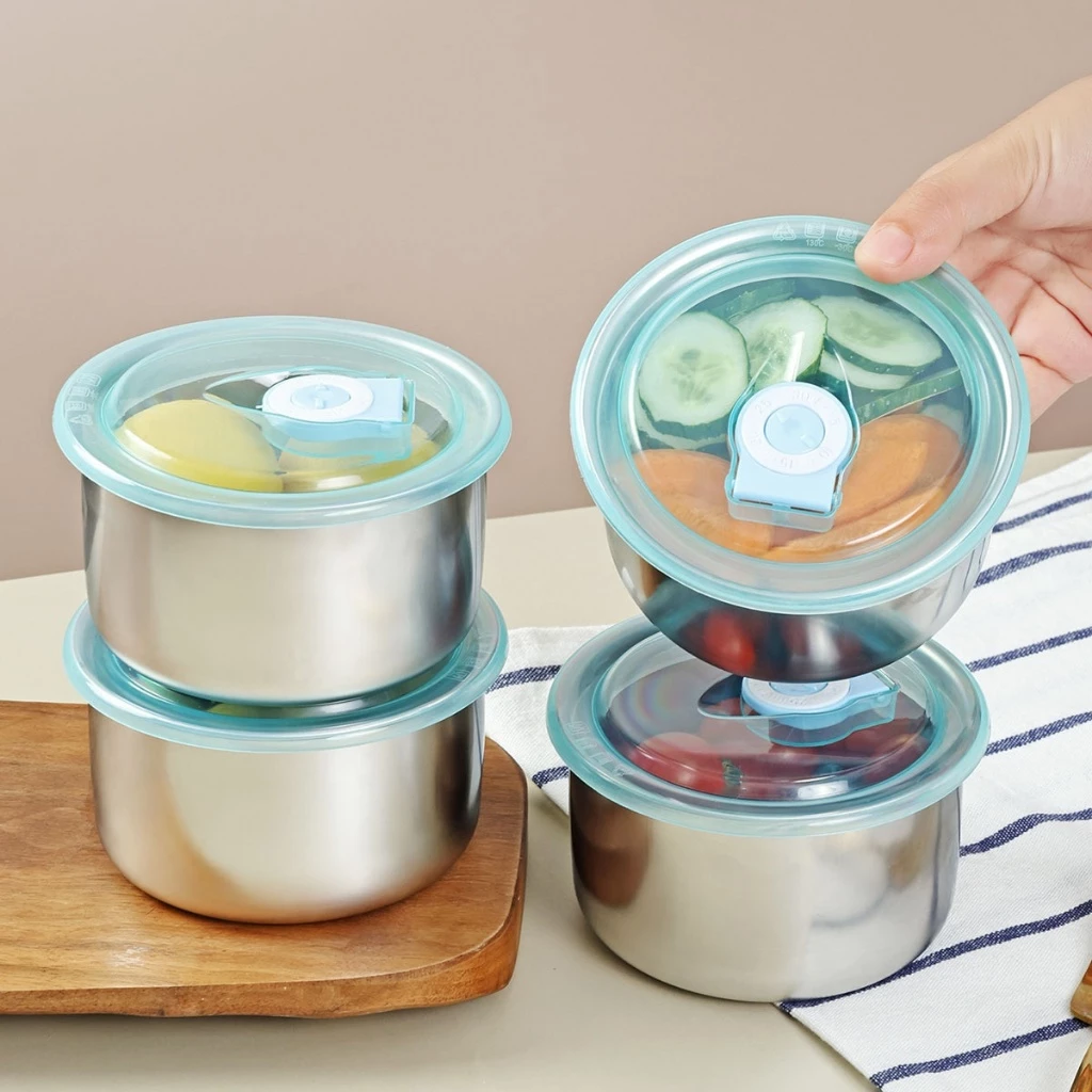 Hộp inox tròn 304 dày dặn bảo quản thực phẩm có nắp