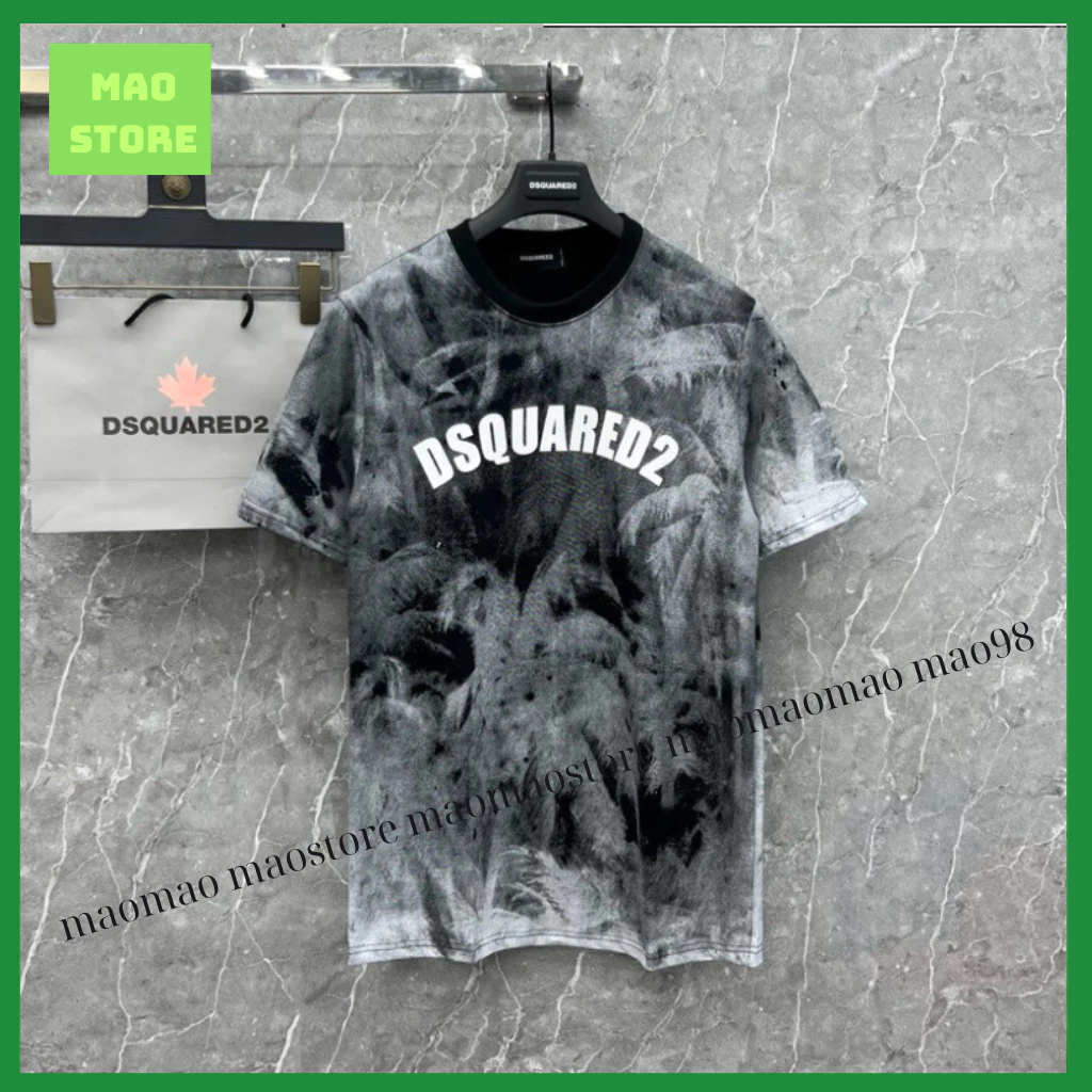 Áo Phông nam nữ Premium Cotton DSQ in hoạ tiết hình cây dừa loang 3D hai mặt dày dặn Dành Cho Anh Em Boy Phố Đi Biển g9