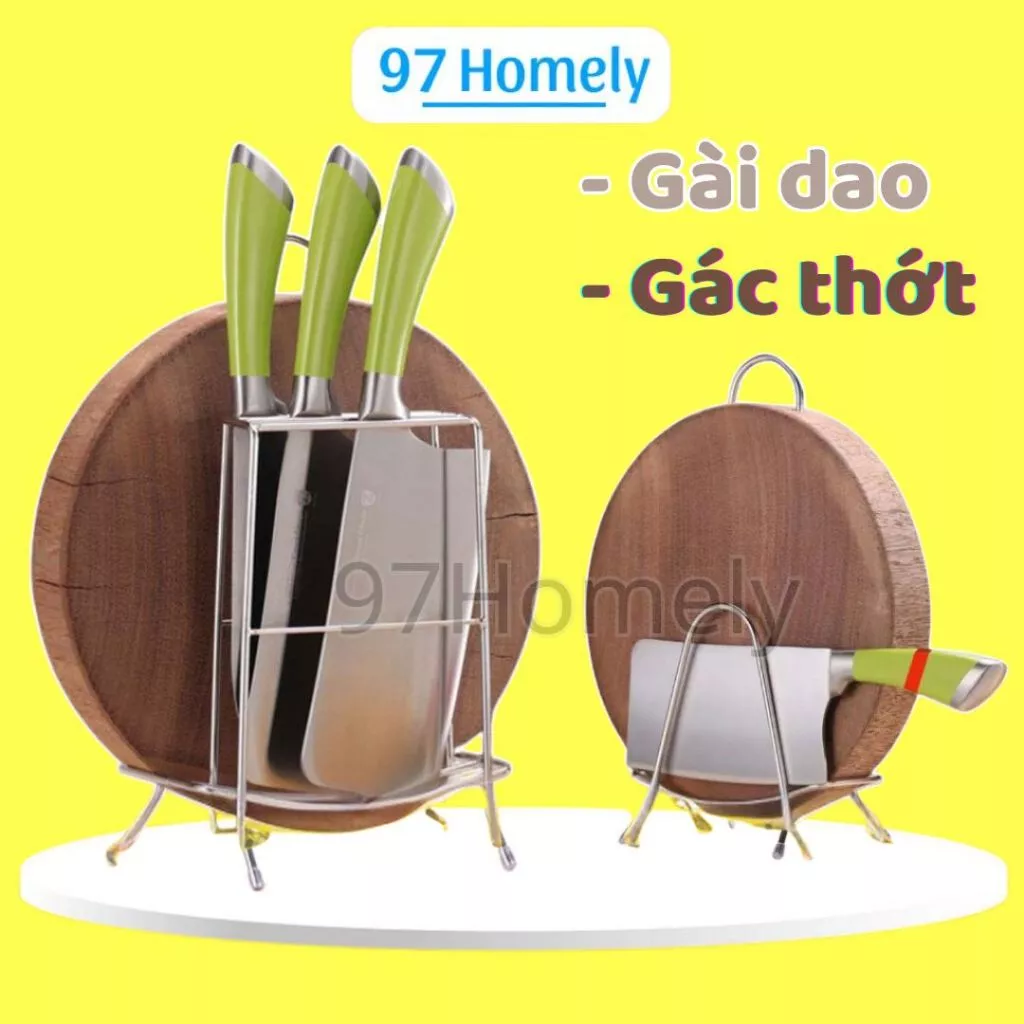 Kệ Dao Thớt Nhà Bếp Inox 304 Có Rãnh Để Dao Kiểu Dáng Gọn Gàng Để Thớt Gỗ Nặng 97HOMELY DT240600201