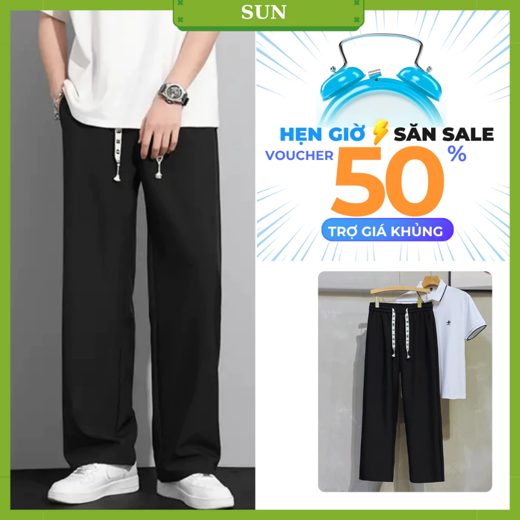 Quần Thun nam MÀU ĐEN Unisex Cotton dày dặn co giãn S8 basic dễ phối đồ thoải mái năng động