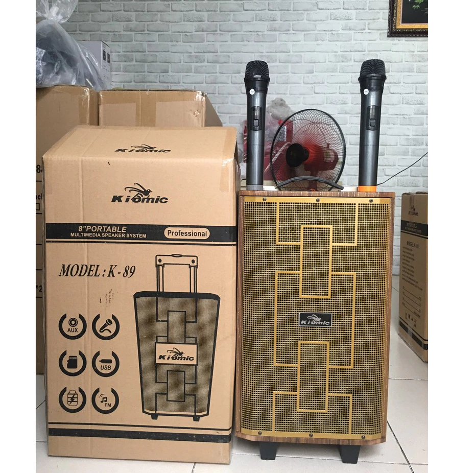 (BẢNG NÂNG CẤP 2025) Loa Vali Kéo Bluetooth Di Động Kiomic K89, chỉnh Bass, Treble, Reverb.Kèm