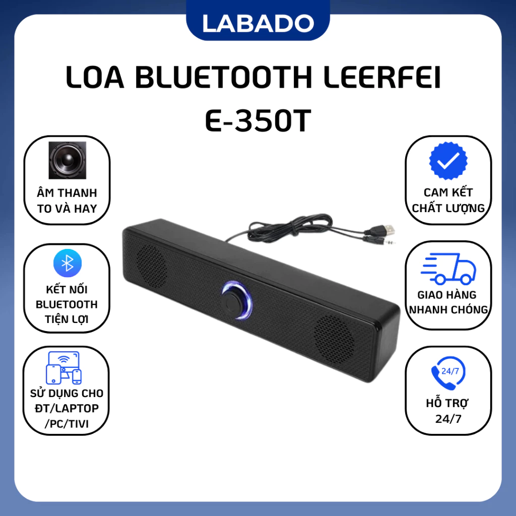 Loa bluetooth vi tính Leerfei E-350T Loa bluetooth mini cho máy tính vi tính có dây có bass - L