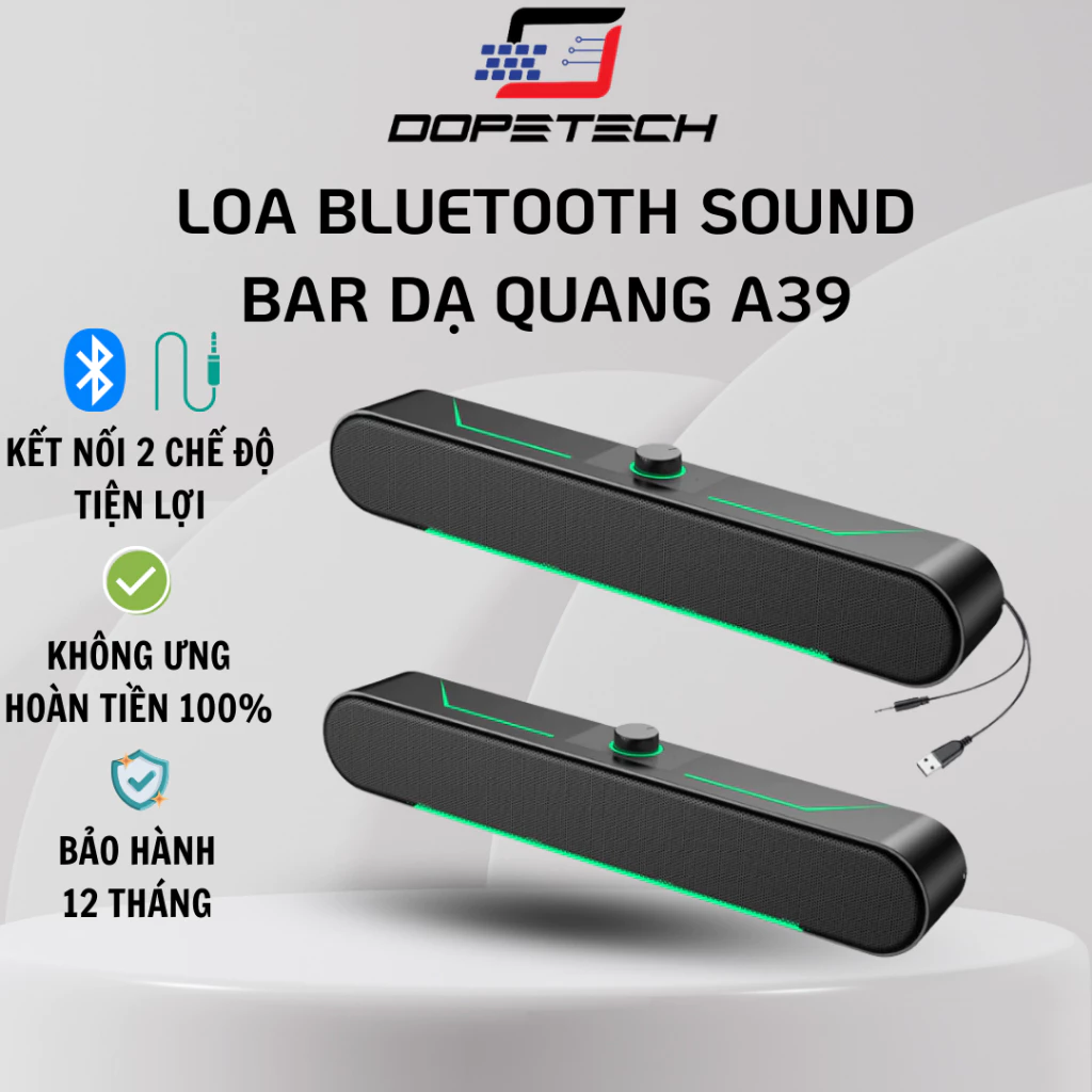 Loa bluetooth máy tính để bàn sound bar led dạ quang, loa laptop pc gaming mini cao cấp DOPETEC