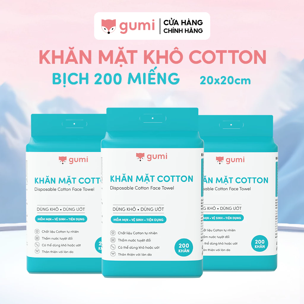 BỊCH KHĂN MẶT KHÔ COTTON GUMI TREO TƯỜNG TIỆN LỢI DÀY DẶN MỀM MẠI VÀ THOẢI MÁI