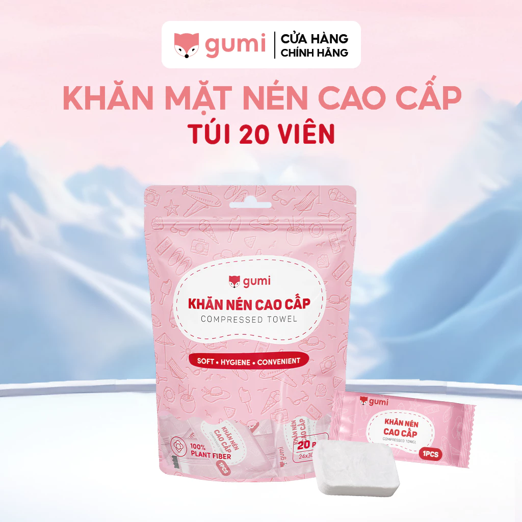 Khăn Mặt Nén Cotton Gumi Dày Dặn Dùng 1 Lần Tiện Dụng Khi Đi Du Lịch