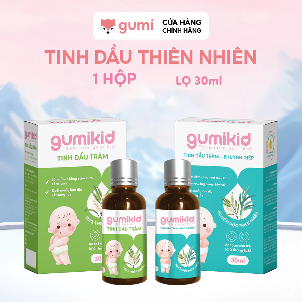 Tinh dầu thiên nhiên Gumi, tinh dầu tràm, khuynh diệp giúp giữ ấm, phòng ho, cảm cúm, đuổi muỗi côn trùng, an toàn lành