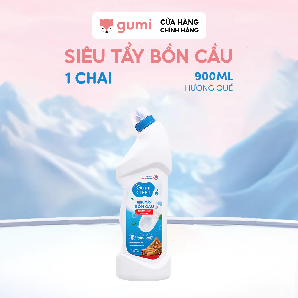 Siêu tẩy bồn cầu Gumi Clean dung tích 900ml  hương Quế thiên nhiên, tẩy sạch vết bẩn, khử mùi và ngăn ngừa vi khuẩn.