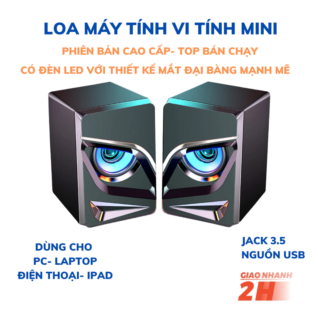 Loa máy tính vi tính V-128 có đèn led, loa mini bass cực mạnh dùng cho điện thoại máy tính pc,