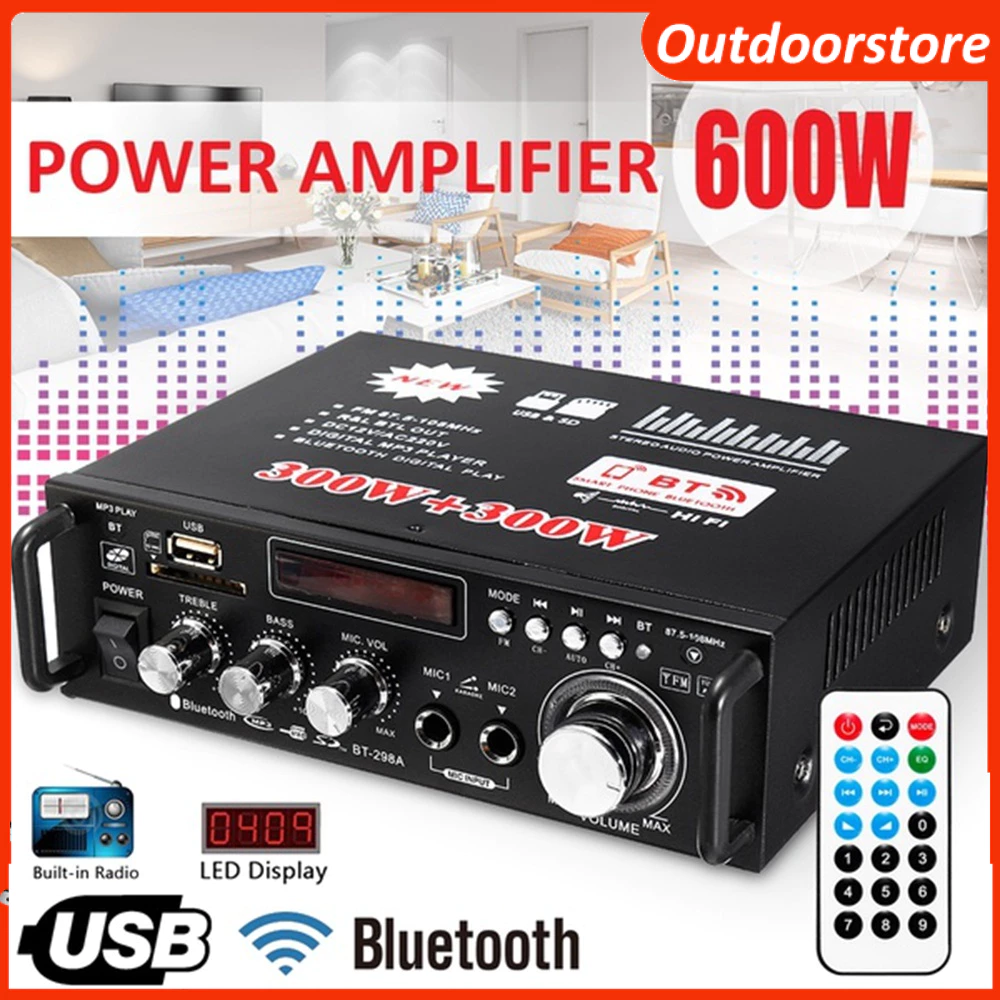 🔥FREESHIP🔥 Ampli Mini Bluetooth BT-298A Hát Karaoke CHẠY ĐIỆN 12V VÀ 220V