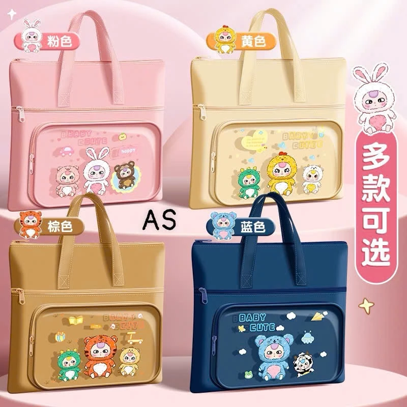 Túi học thêm Baby Three, Labubu nhiều hình hoạt hình Cute cho bé. Túi học phụ đạo tiểu học cặp sách vải chống thấm nước