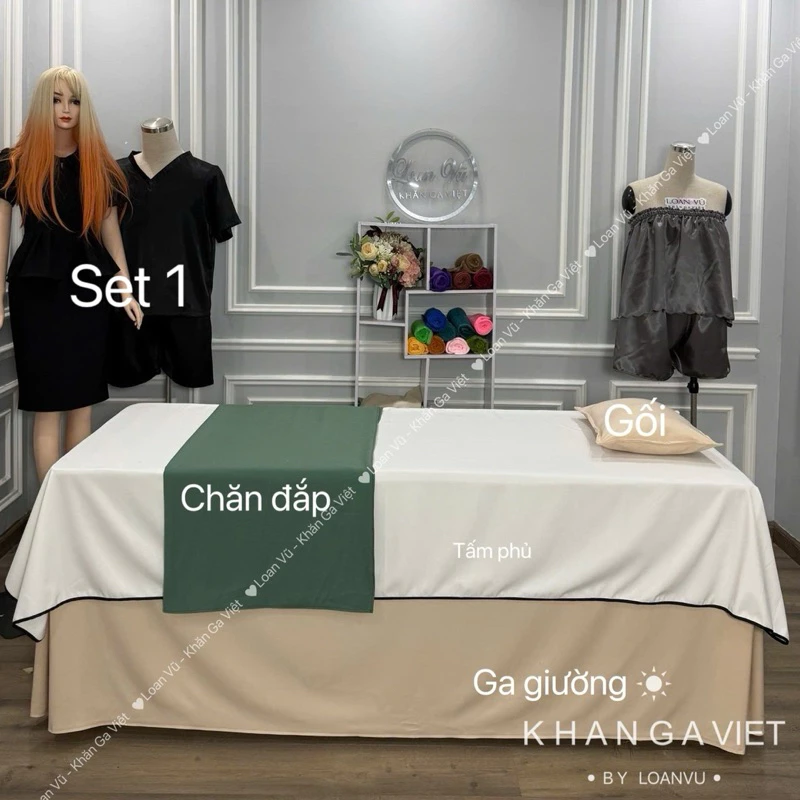 GA GIƯỜNG SPA CHẤT LIỆU COTTON LẠNH MAY THEO KÍCH THƯỚC