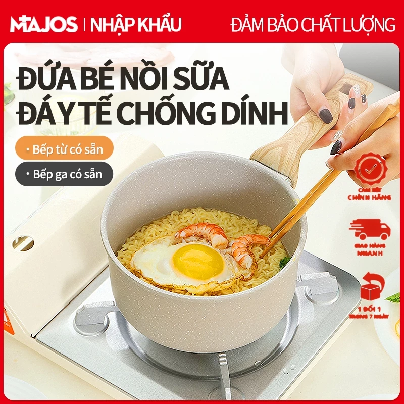 Nồi nấu 16/18cm Nồi tuyết Nhật Nồi sữa Nồi đựng thức ăn cho bé cao cấp