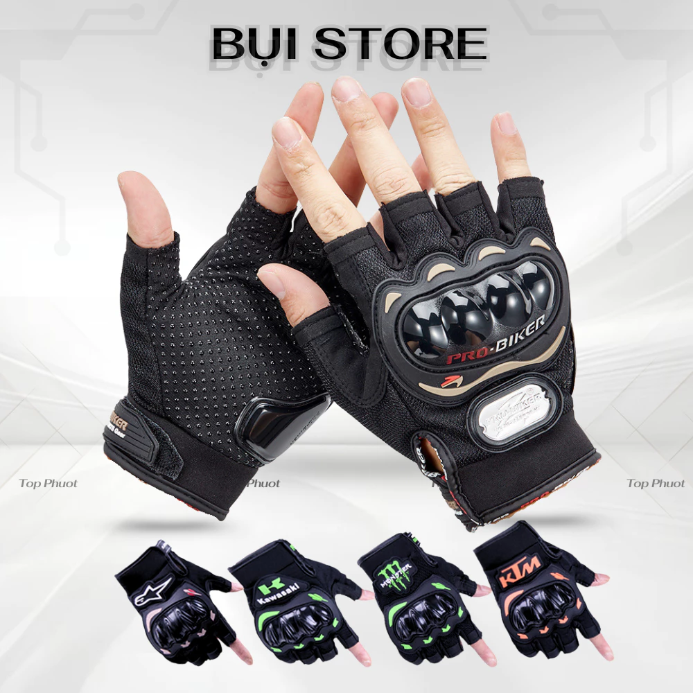 Găng tay cụt ngón có gù, bao tay motor, xe đạp, xe máy, phượt, thể thao, tập tạ Mon, Probiker, Kawa