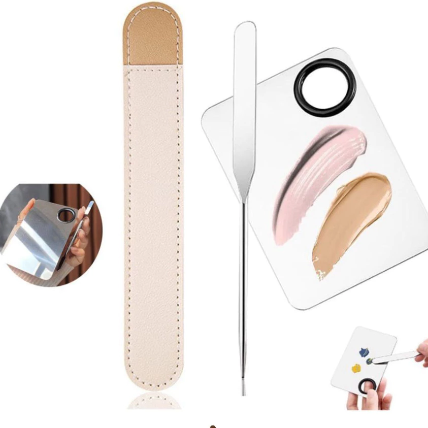 Khay Dụng Cụ Trộn Nền Bằng Thép Sáng Chính Hãng Chống Gỉ Kèm Cây Trộn PRINCESS BEAUTY