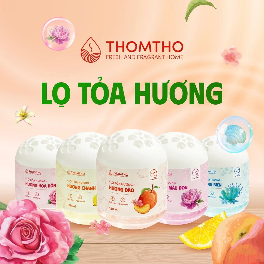 Lọ tỏa hương THOMTHO hương thơm tự nhiên dễ chịu sáp thơm phòng khử mùi thế hệ mới lên tới 45 ngày..