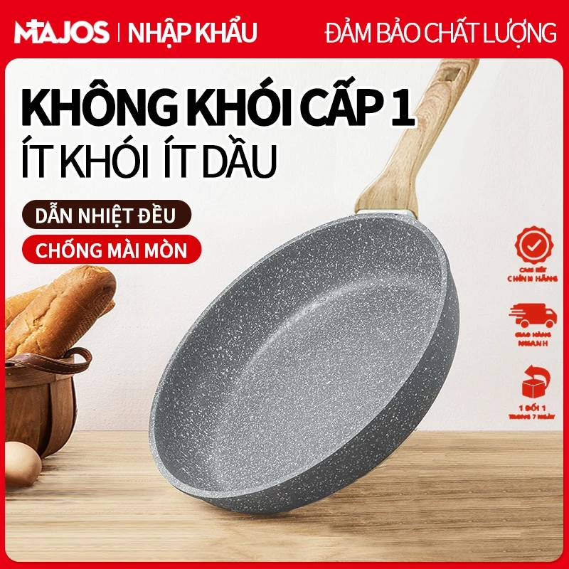 Chảo chống dính vân đá cao cấp chảo bếp từ chảo có nắp 20/22/24/26/28cm Dùng mọi loại bếp Không Dính Bền Bỉ An Toàn