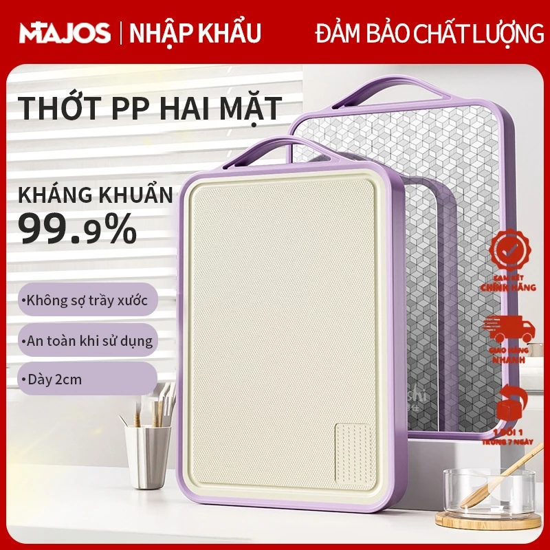 Thớt Kháng Khuẩn 2 Mặt Inox 304, Nhựa PP Chống Ẩm Mốc Thớt nhật kháng khuẩn đa năng chống ẩm mốc, khe chống tràn