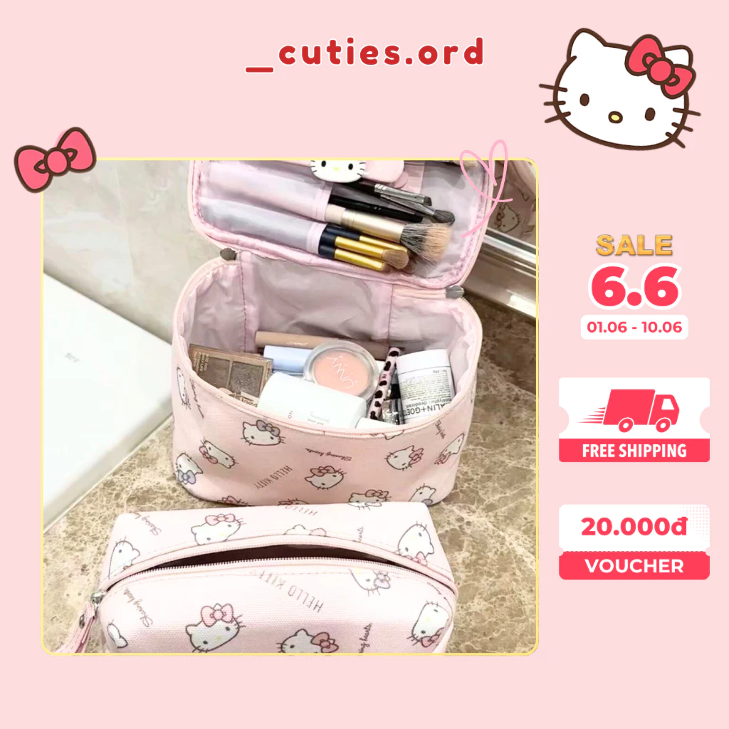 👜 [HÀNG ORDER] Túi Đựng Đồ Make Up Hello Kitty – Màu Hồng Dễ Thương