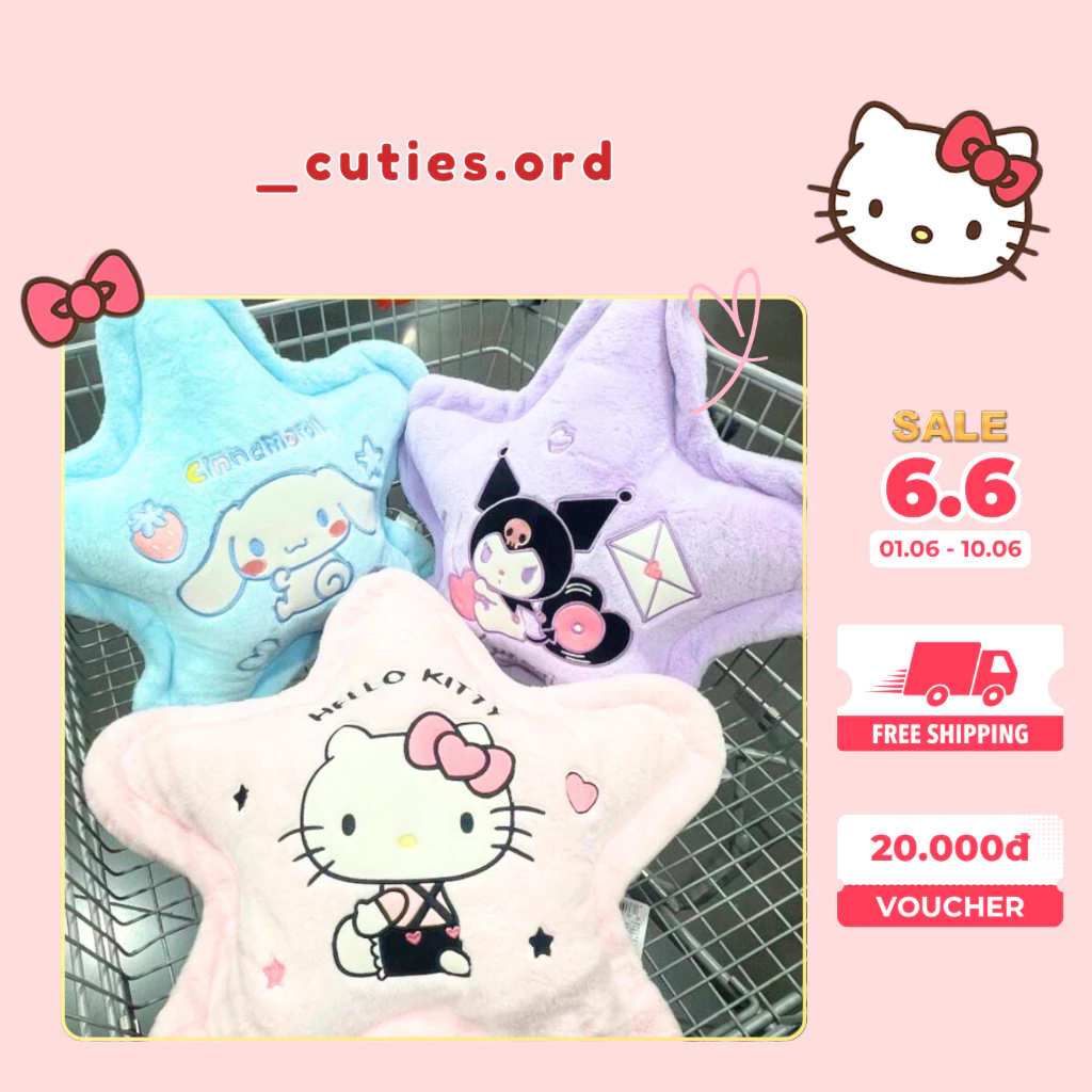 [ORDER] Gối Bông Hình Sao Hello Kitty – Kuromi – Cinnamoroll | Gối Ôm Cute, Mềm Mịn