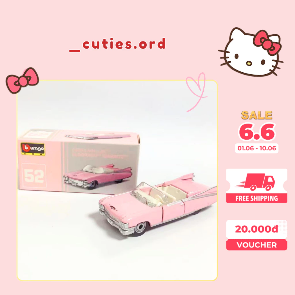 [ORDER] Mô Hình Ô Tô Hello Kitty Màu Hồng Pastel, Cực Xinh | Mở Được Cửa Xe | Ảnh Thật