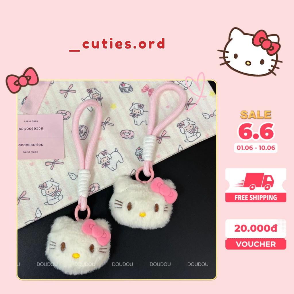 [ORDER] Móc Khóa Bông Hello Kitty Dễ Thương | Móc Khóa Treo Túi, Balo, Chìa Khóa