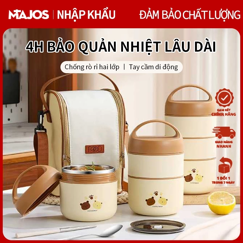 Hộp cơm giữ nhiệt Hộp đựng cơm văn phòng an toàn cho sức khỏe, quay lò vi sóng, chống tràn hiệu quả